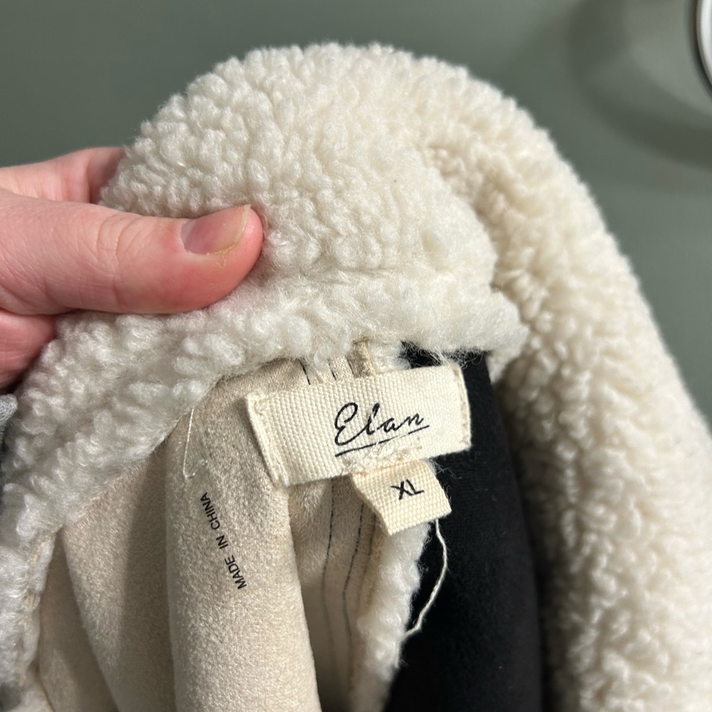 Elan faux fur Sherpa colour blocked coat - Picture 8 of 11